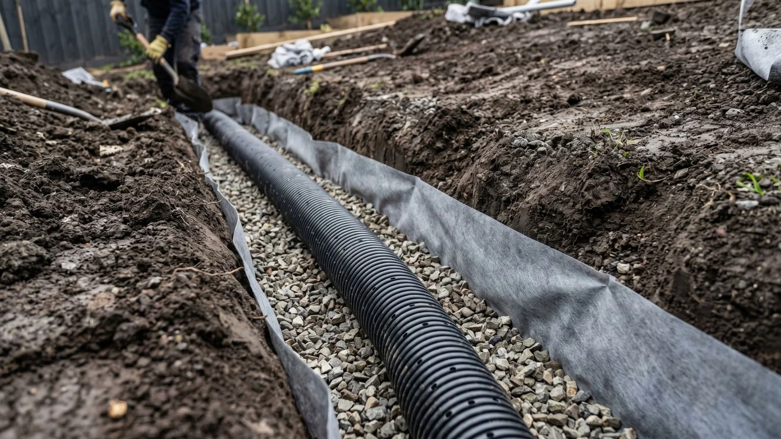 Ag-line in trench with gravel and geo-fabric