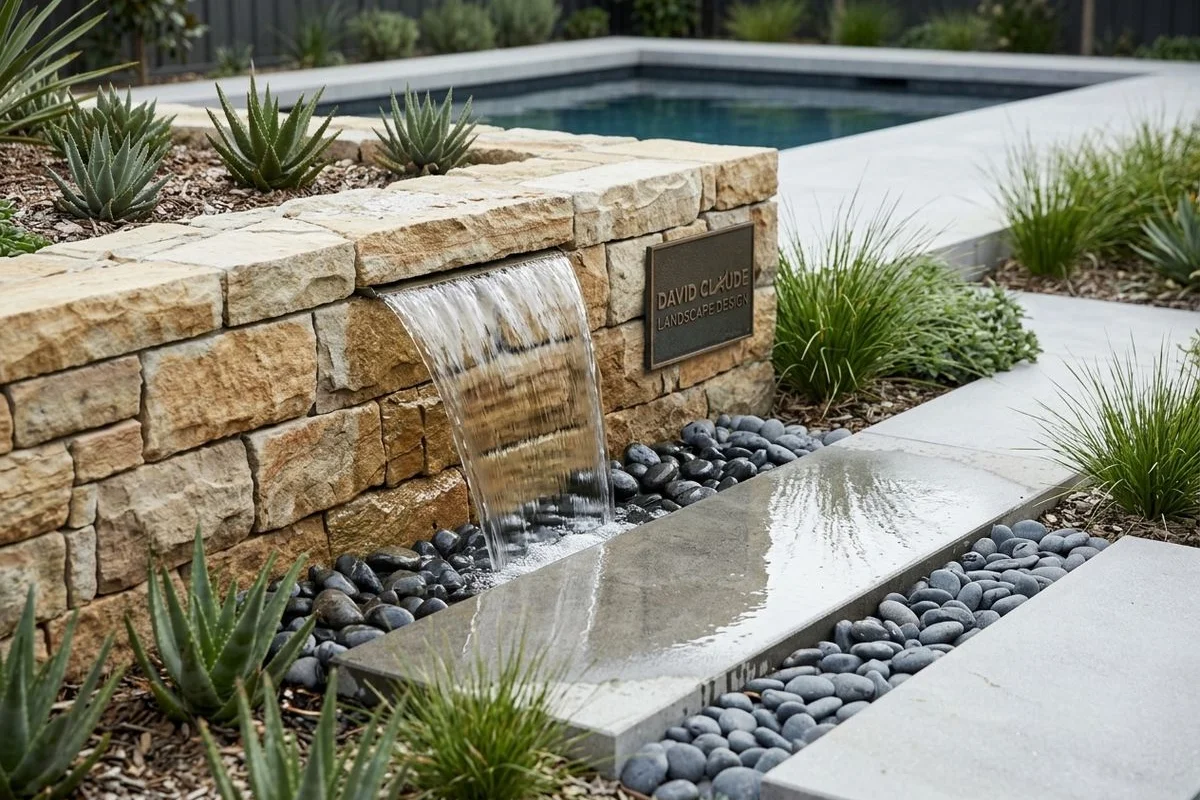 Cordyline beside glass fence