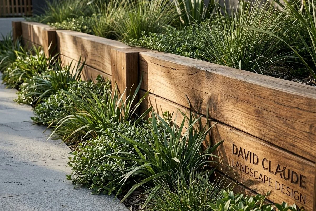 Timber sleeper with native planting