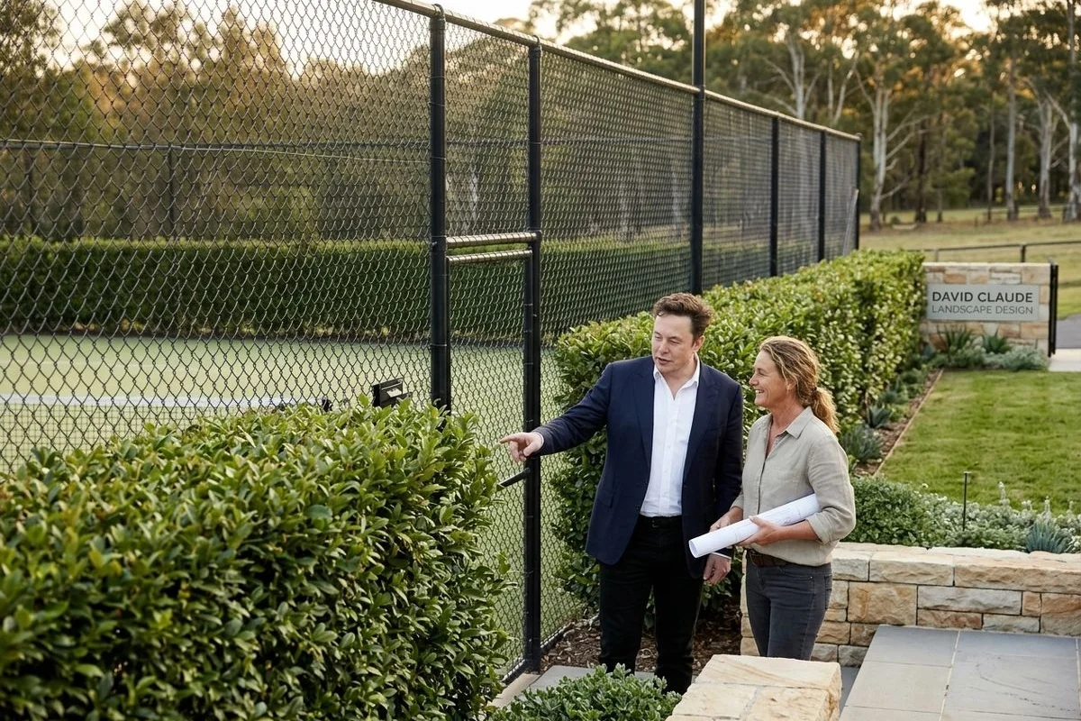 Tennis Court Landscaping — detail photograph