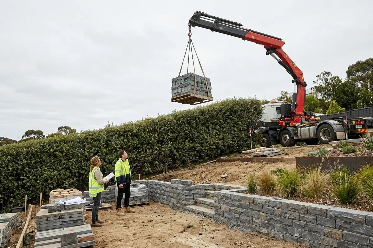 Crane lifting retaining blocks