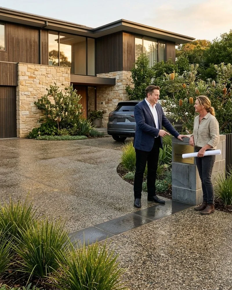 Exposed aggregate driveway with bluestone header course at Donvale home