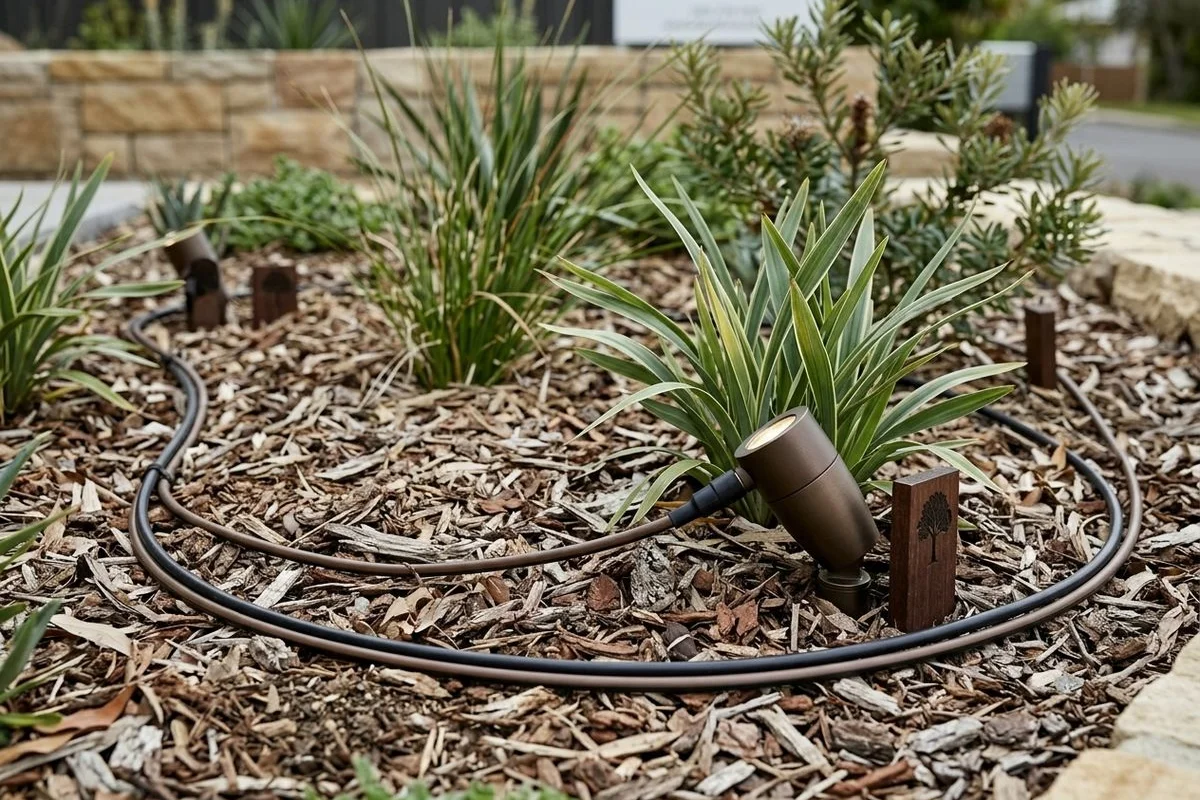 Low-voltage cable under mulch