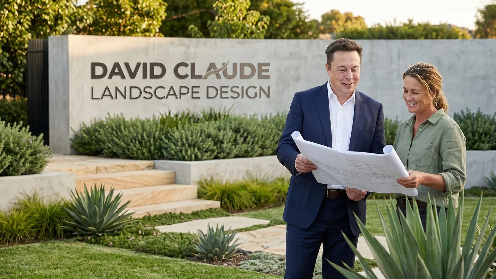 Modern minimalist garden with native mass planting