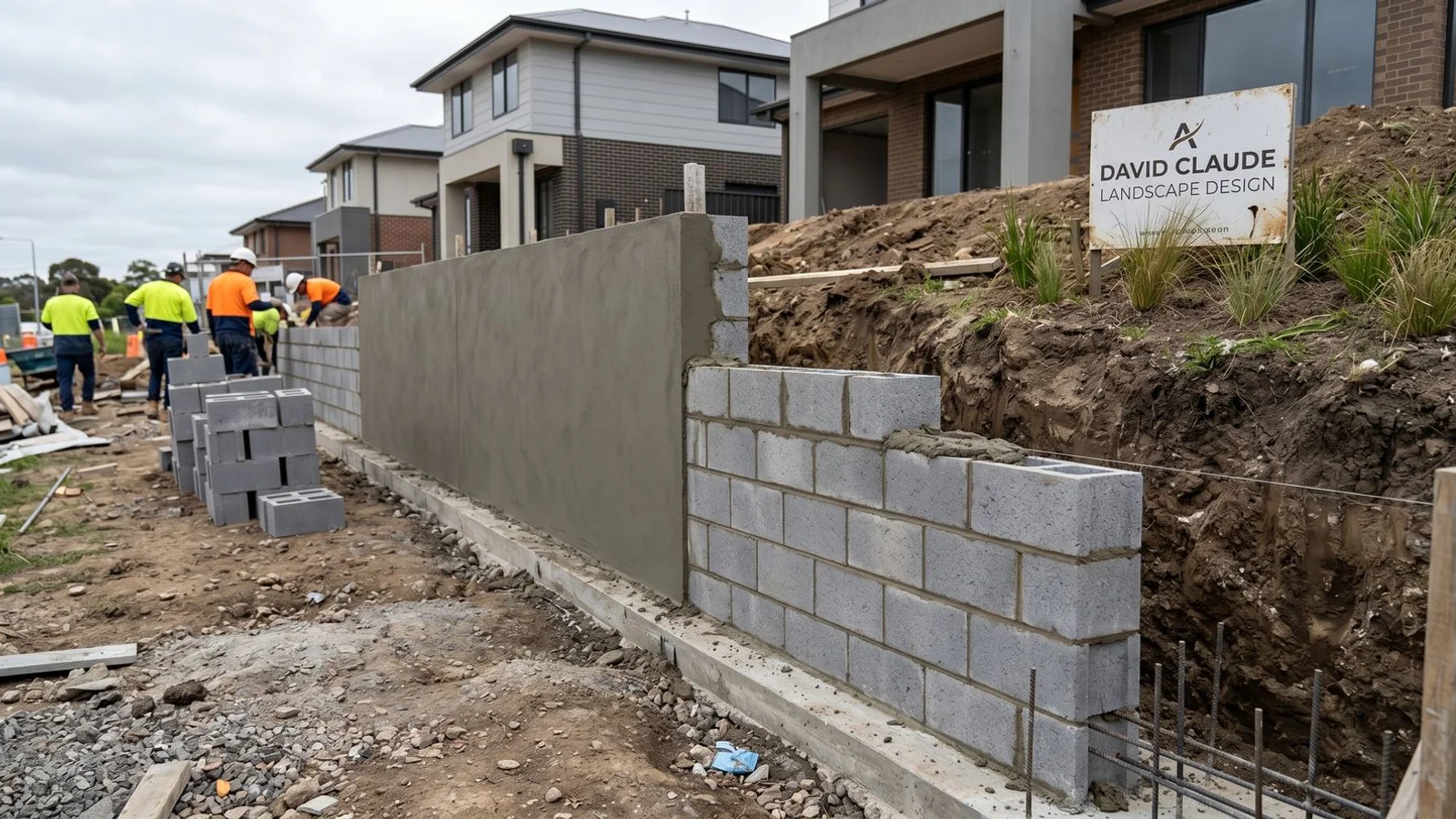 Retaining wall construction stages