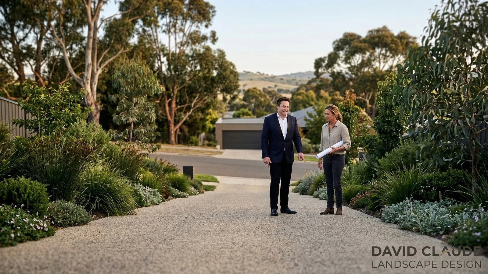 Sloping driveway with exposed aggregate in Research