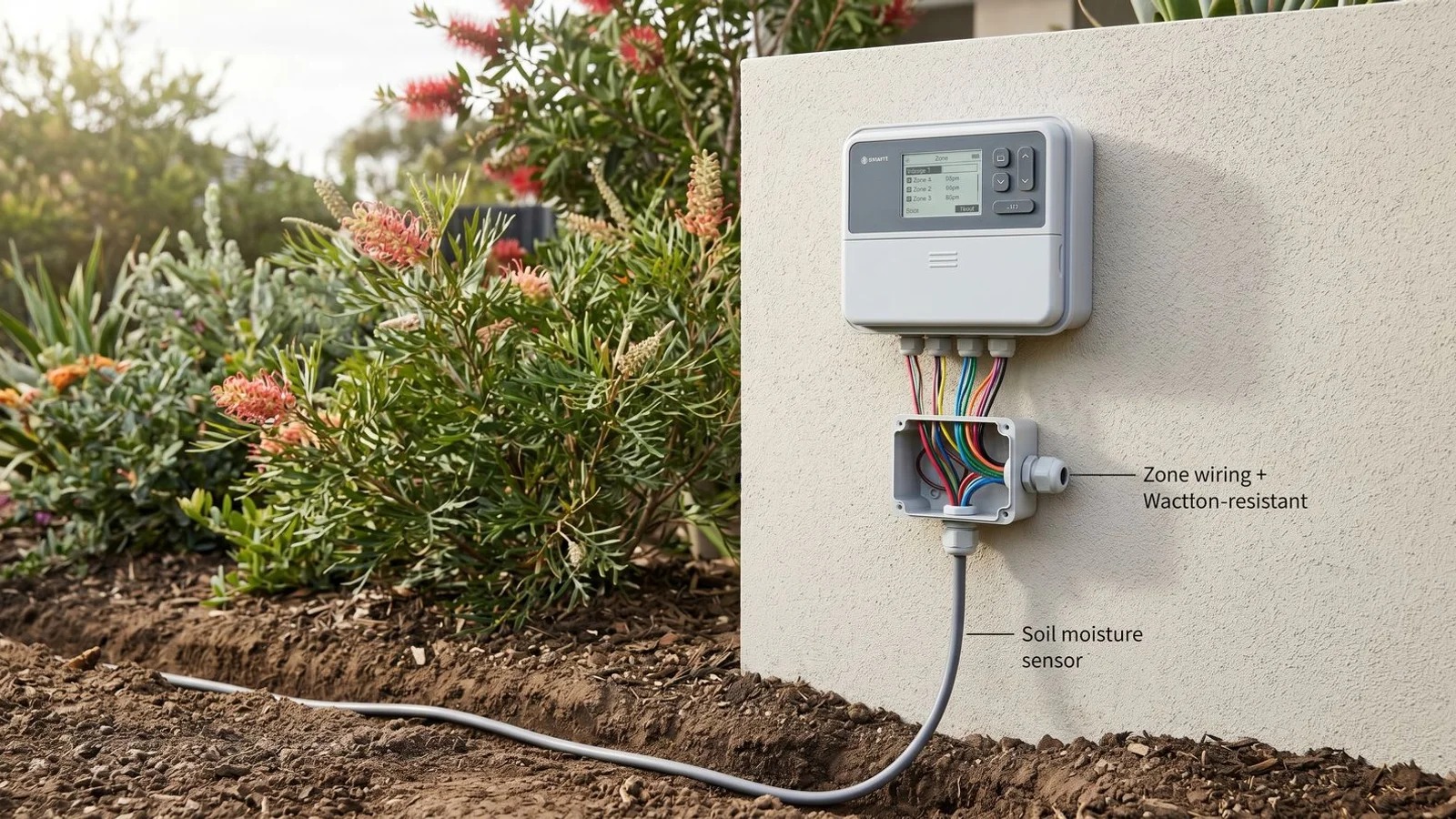 Smart irrigation controller with moisture sensor