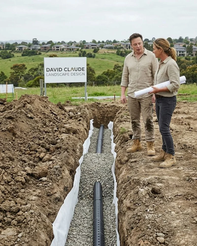 Ag-line drainage installation across clay soil on Templestowe hilltop site